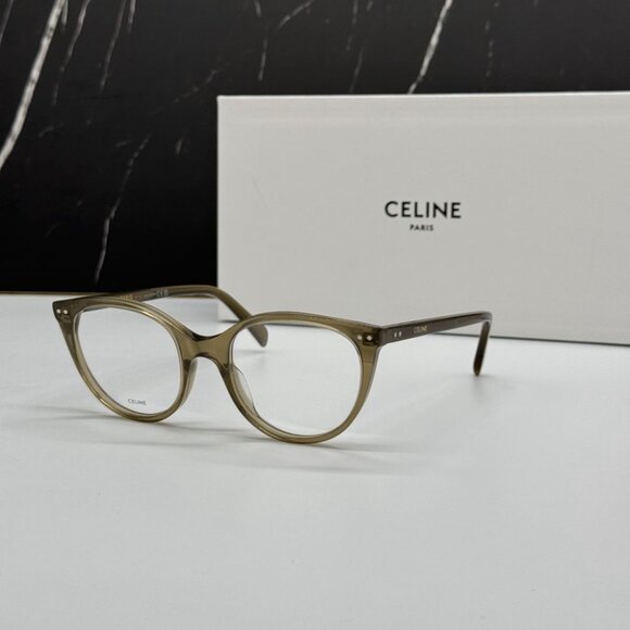 NEW CL50068I 093 CELINE WOMEN CAT EYE EYEGLASSES  KHAKI EYEWEAR CELINE - Picture 2 of 11